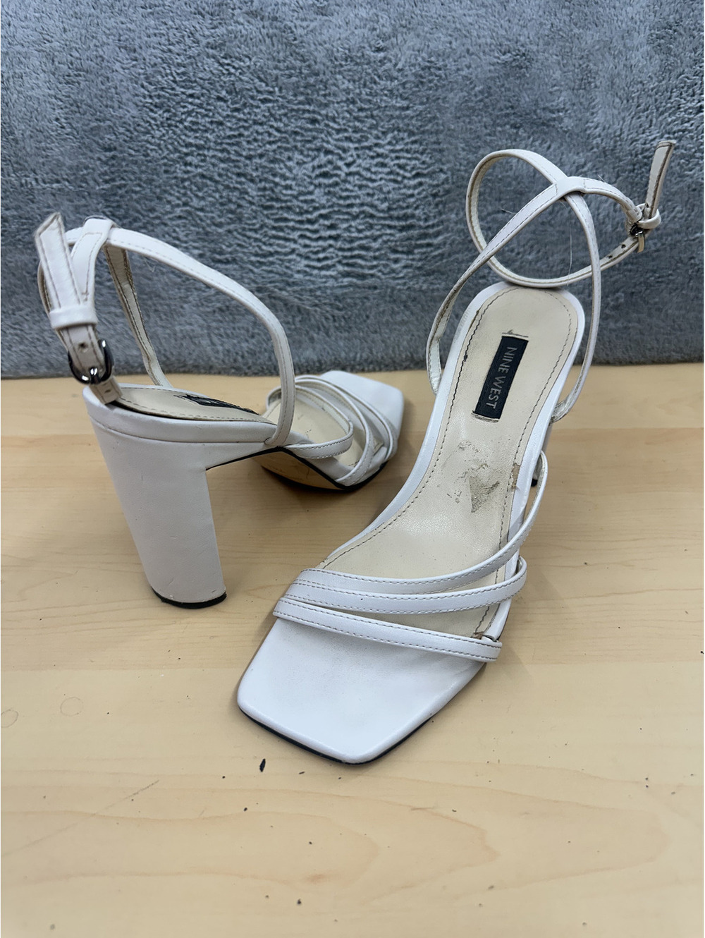 Nine West Whiteโ Strappy Block Heel Sandals